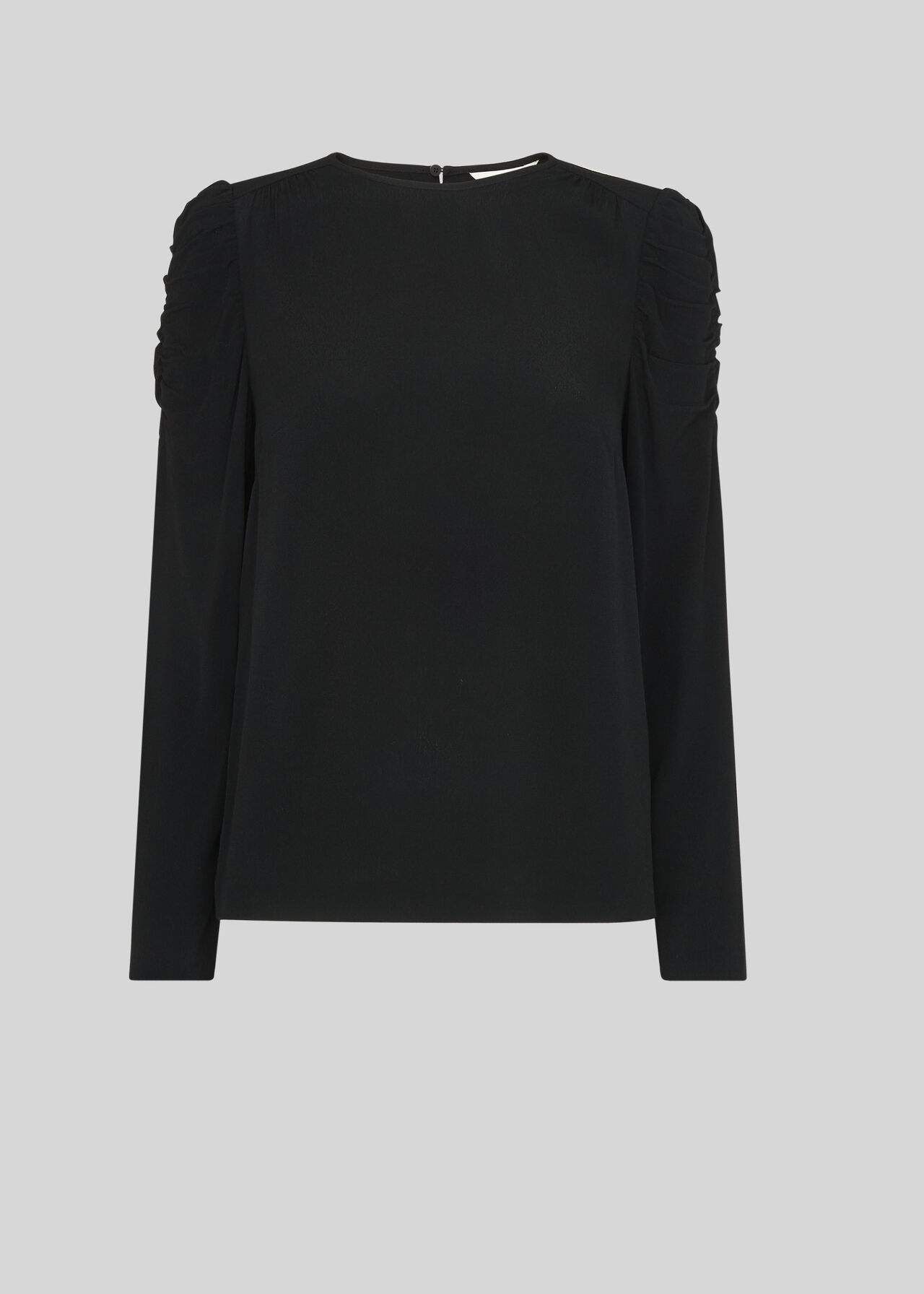 Nelly Ruched Long Sleeve Top Black