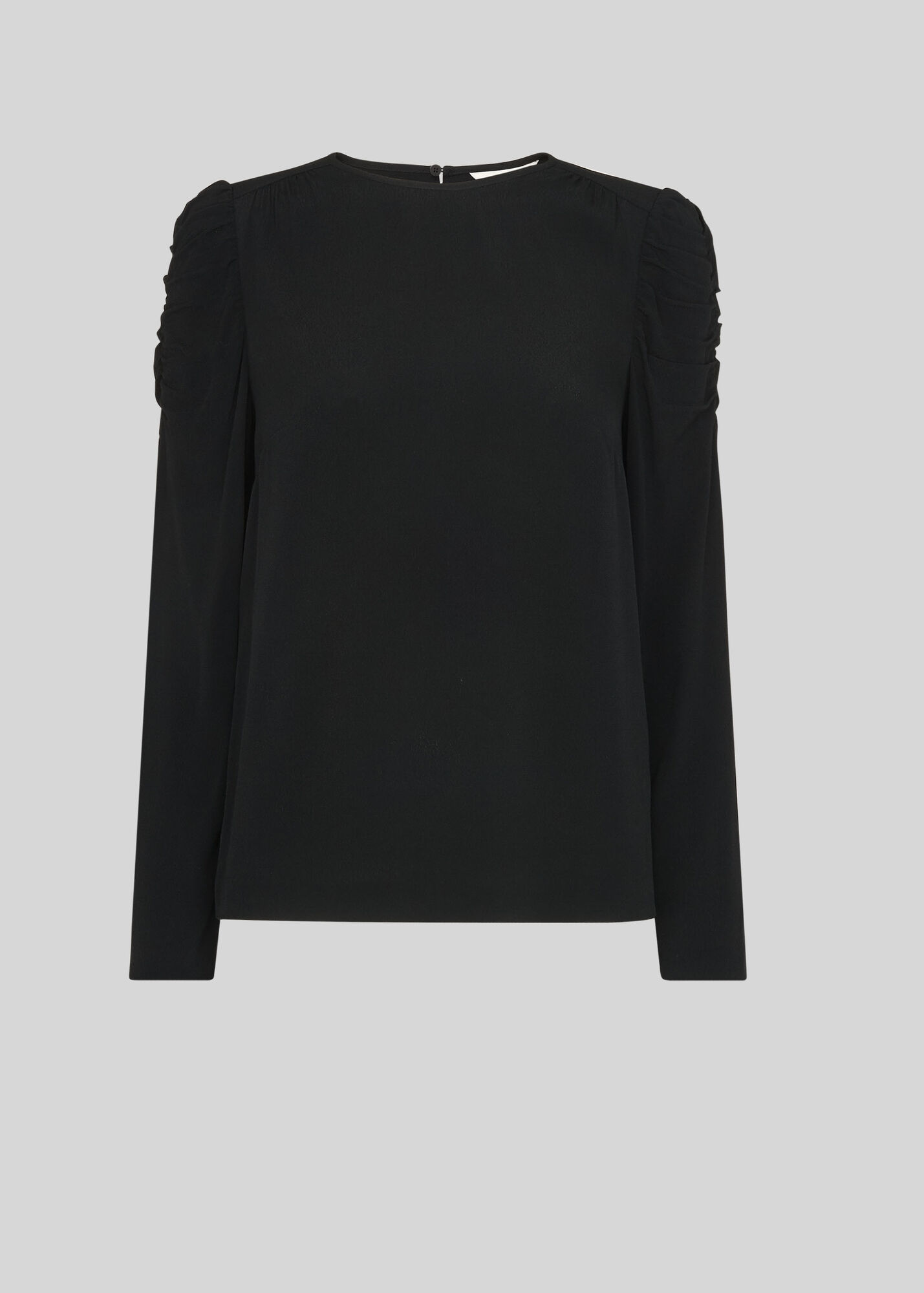 Black Nelly Ruched Long Sleeve Top | WHISTLES | Whistles UK