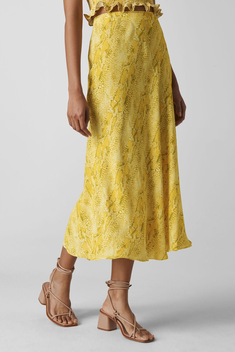 Python Print Bias Cut Skirt Yellow/Multi