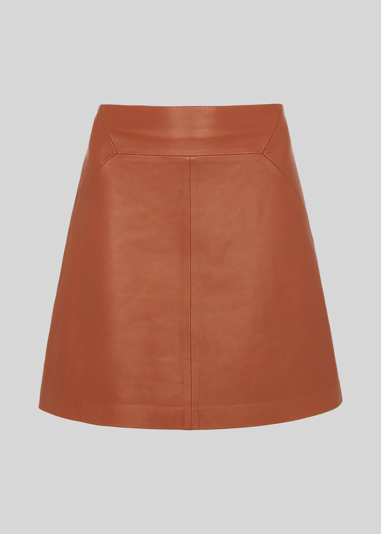 Leather A Line Skirt Rust