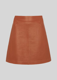 Leather A Line Skirt Rust