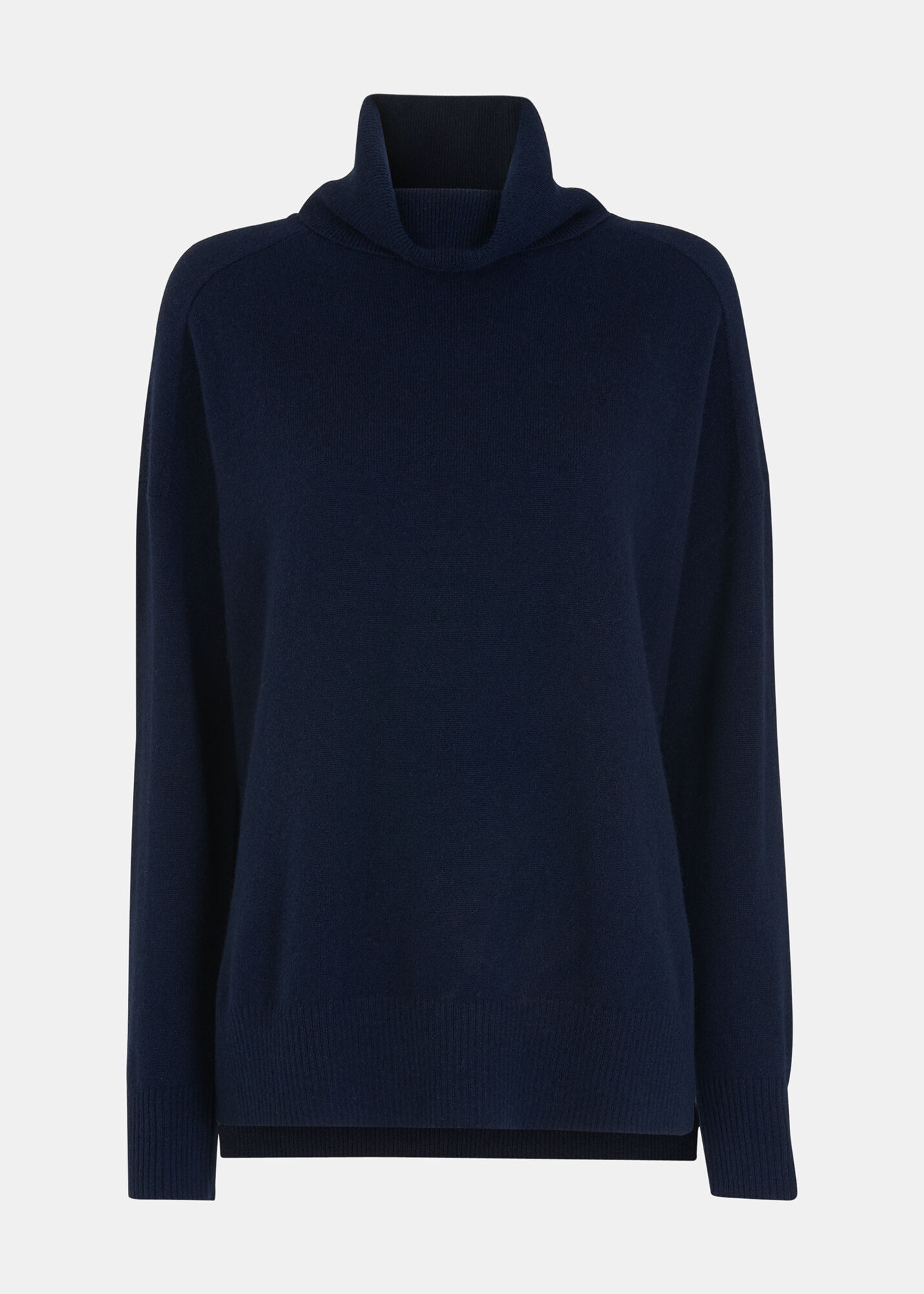 Navy cashmere polo neck jumper top