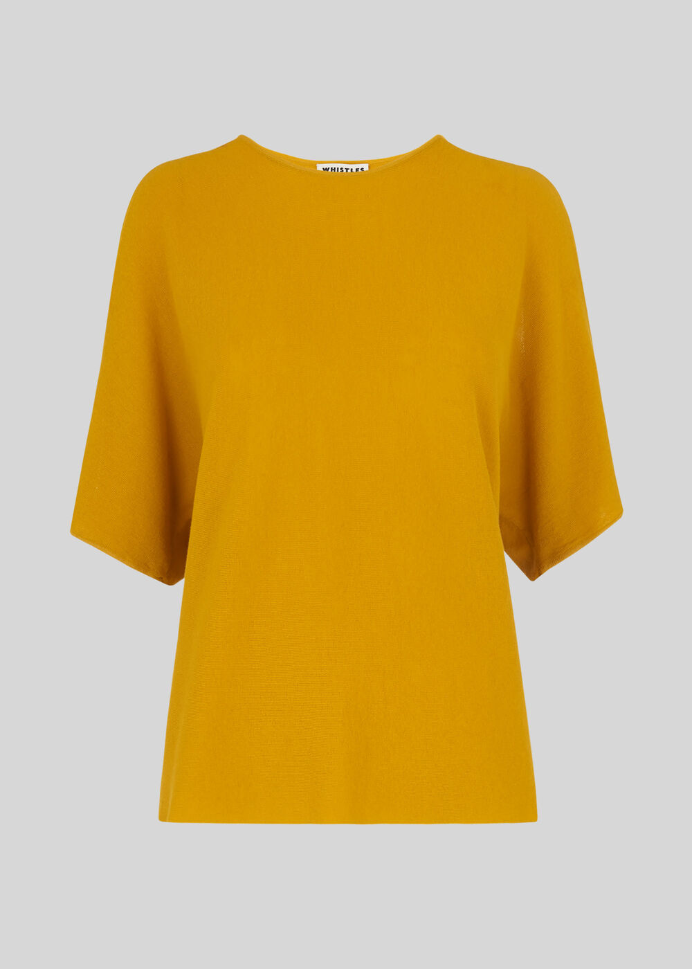 Split Shoulder Fine Knit Tee Yellow