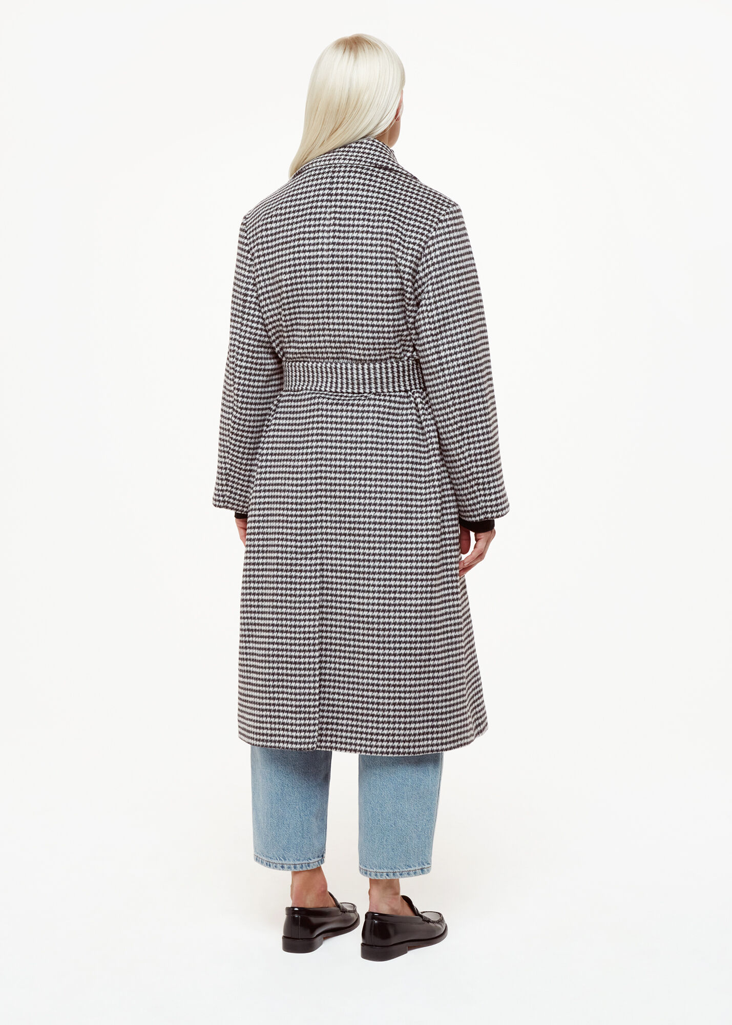 Black/Multi Celia Houndstooth Wrap Coat | WHISTLES | Whistles US |