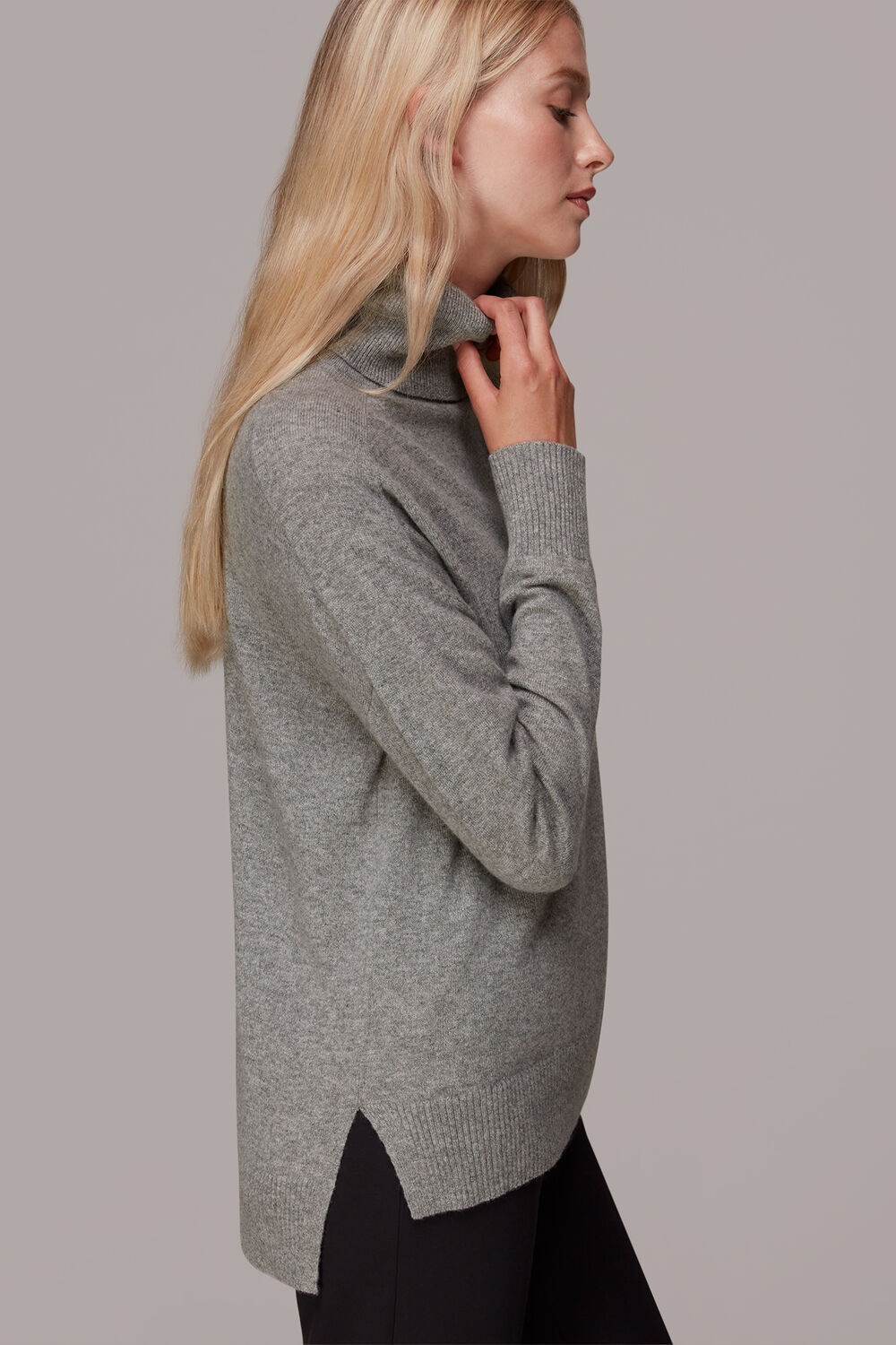 Grey Cashmere Turtleneck Sweater
