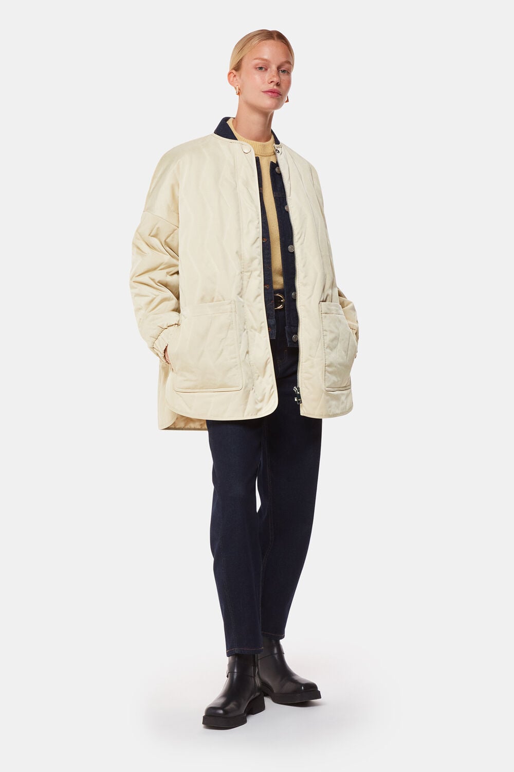 Neutral Esther Quilted Coat