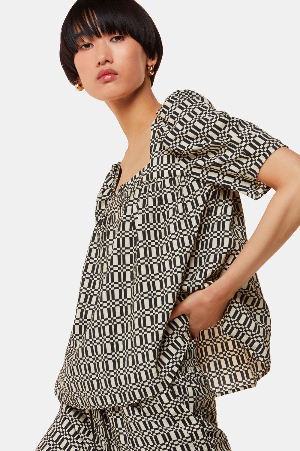 Link Check Square Neck Top