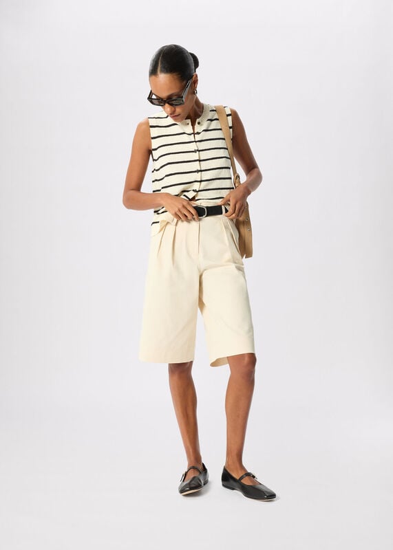 Ivory Stripe Boucle Textured Tank