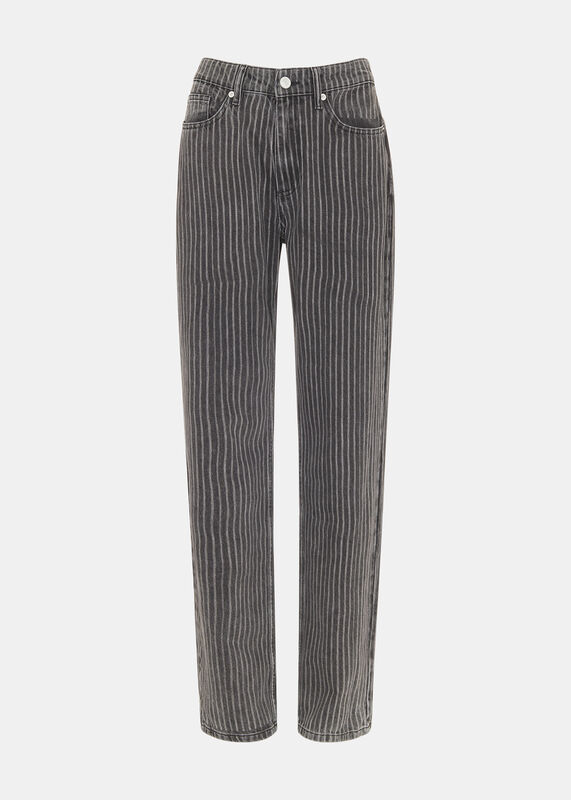 Washed Stripe Straight Jean