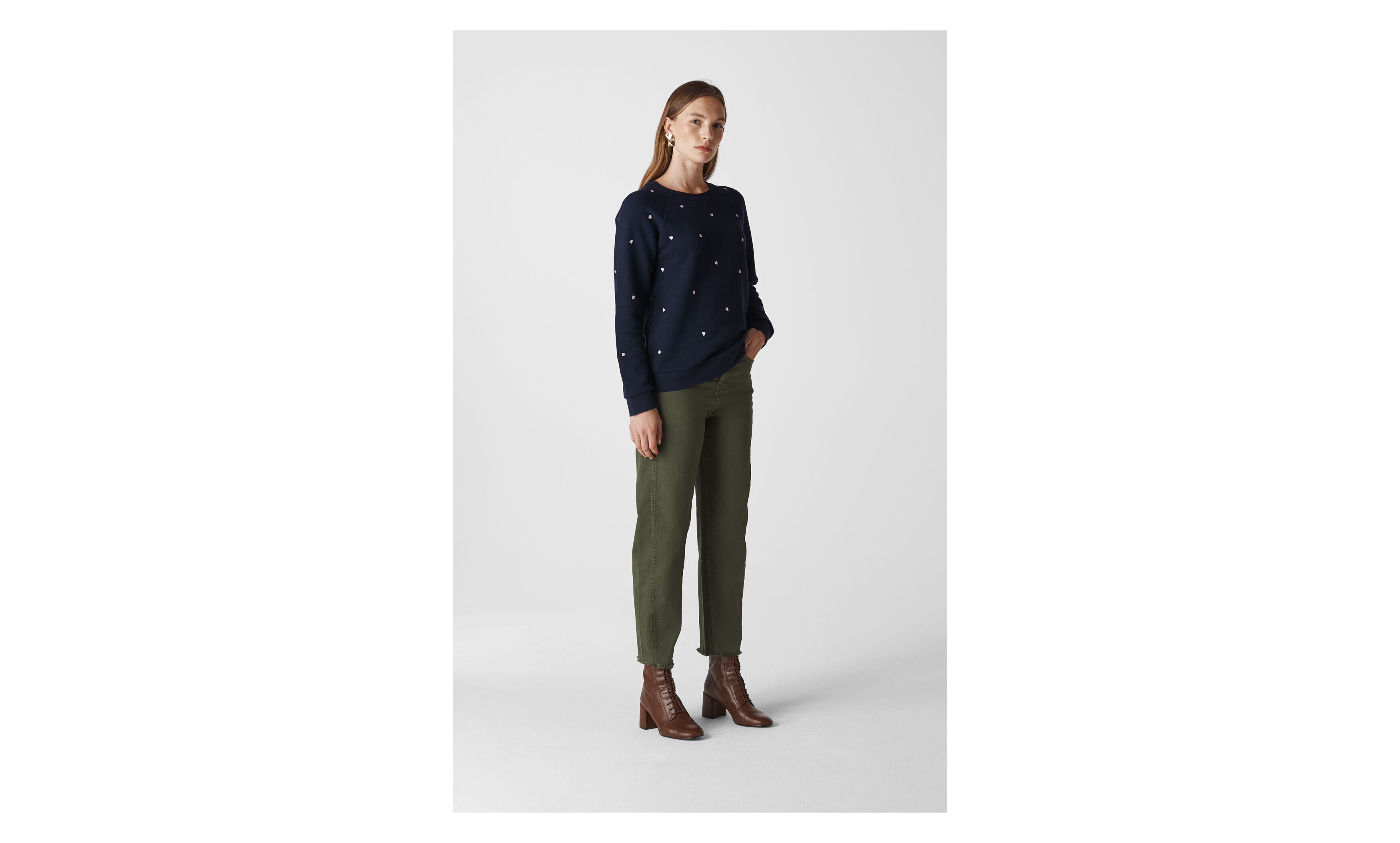 Whistles heart outlet embroidered sweatshirt