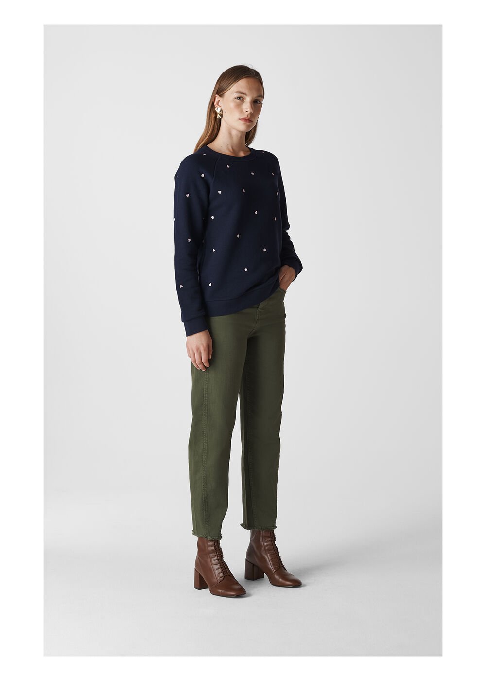 Heart Embroidered Sweatshirt