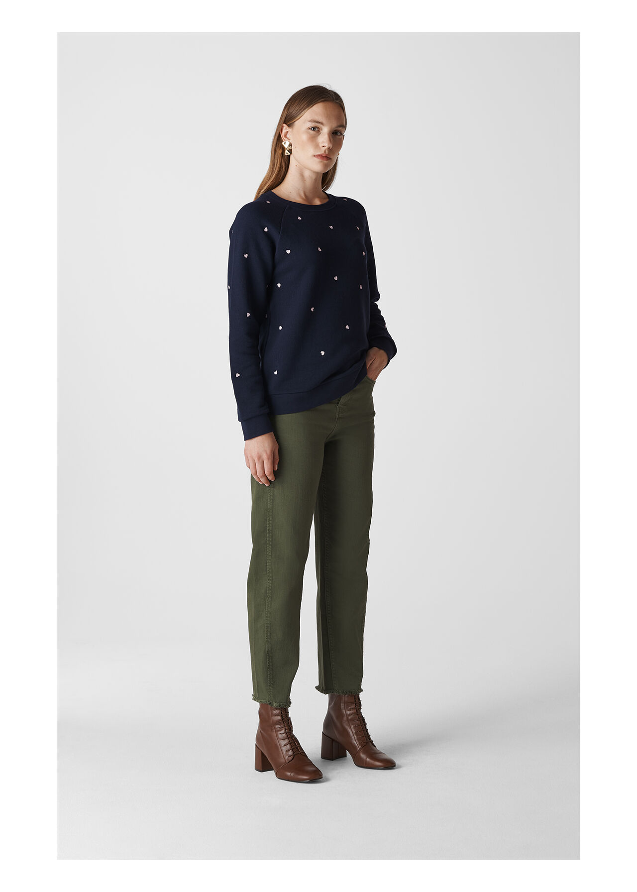 Heart Embroidered Sweatshirt