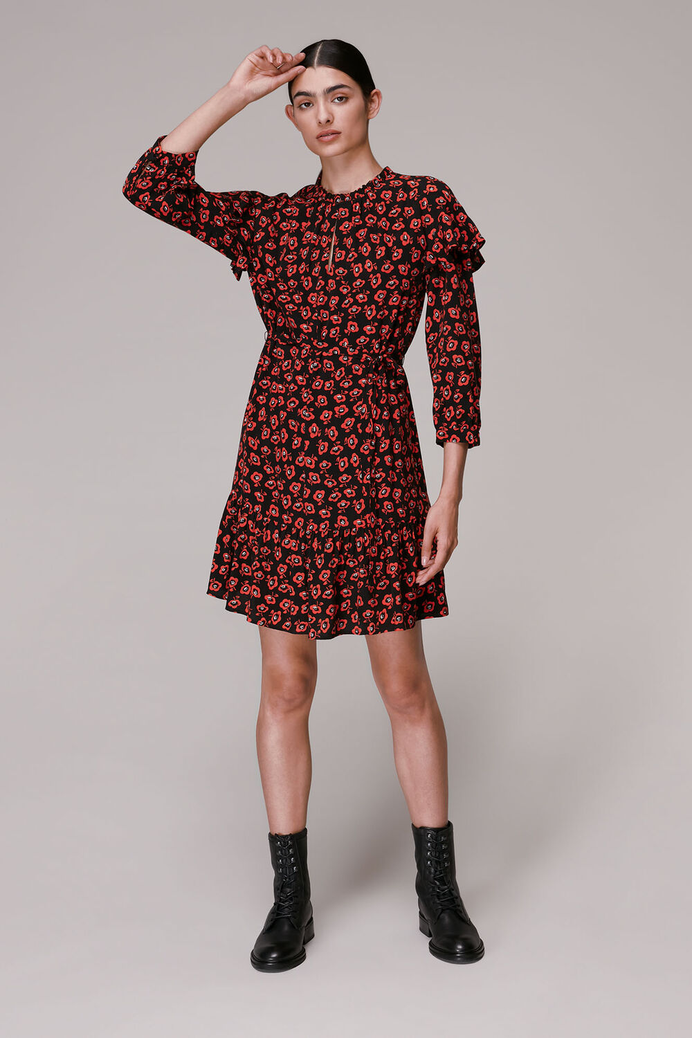 Red Botanical Garden Print Dress