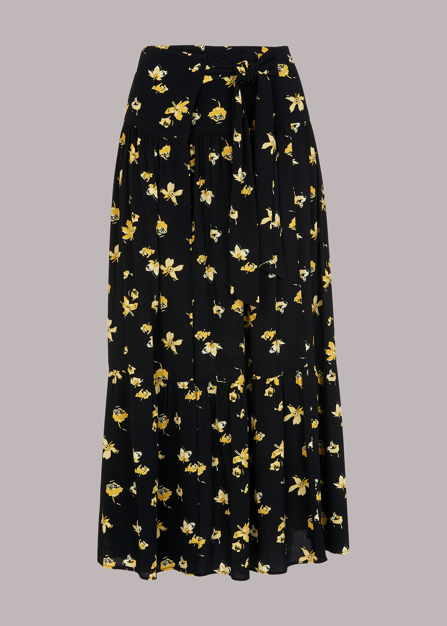 Long black deals yellow floral skirt