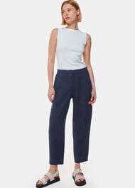 Petite Linen Barrel Leg Trouser