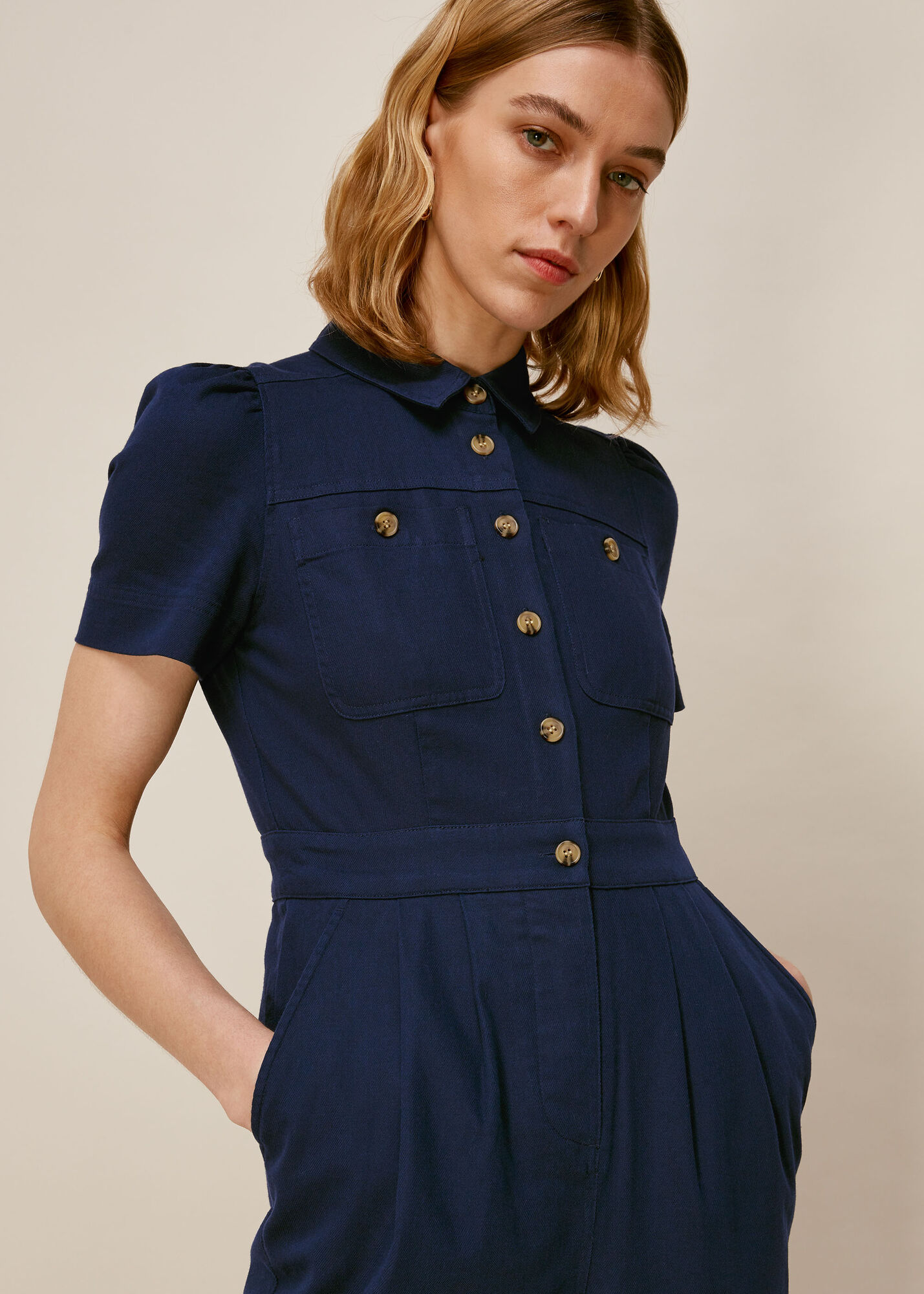 Dark Denim Emma Pocket Detail Jumpsuit WHISTLES