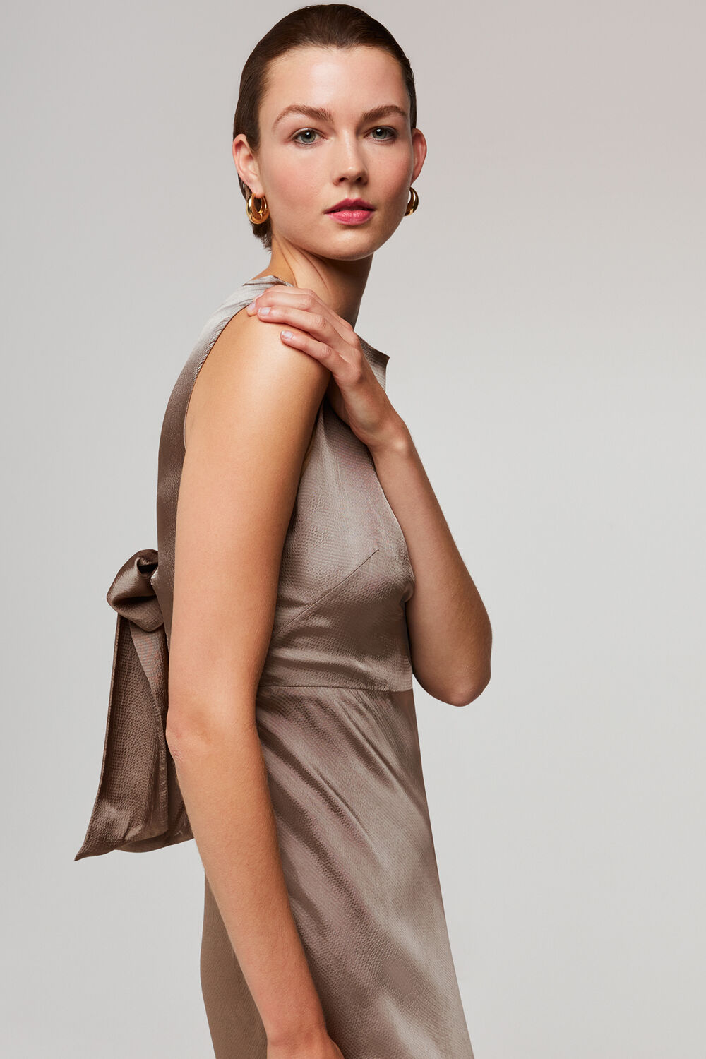 Cowl Neck Satin Maxi Dress