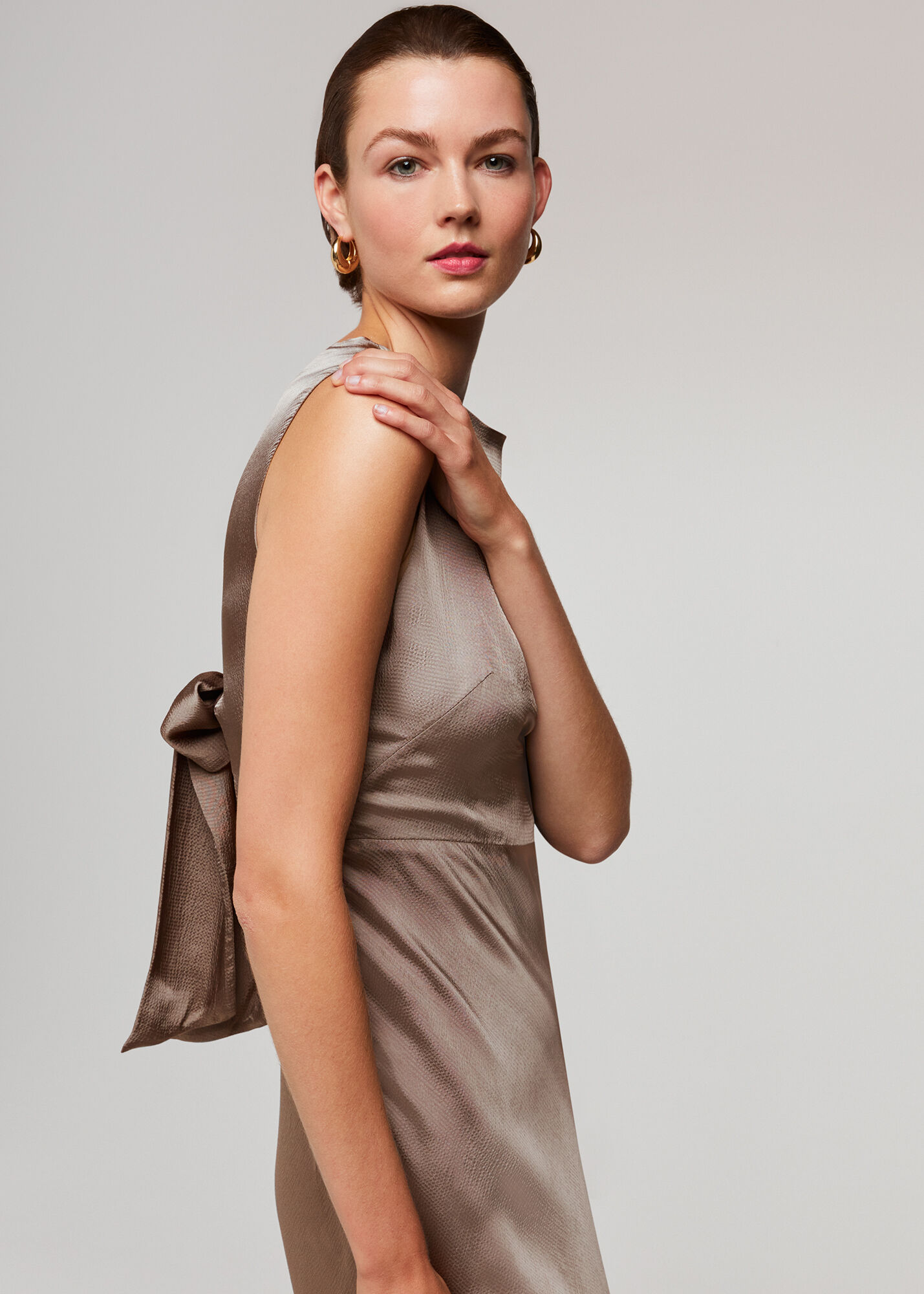 Satin Cowl Neck Maxi Dress for Evening Events and Formal Occasions main image 0