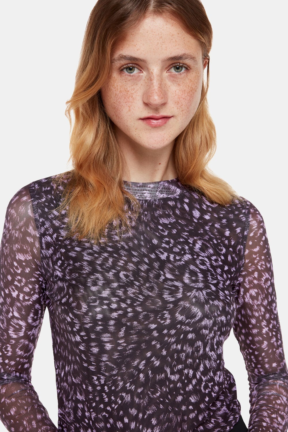 Feather Leopard Mesh Top