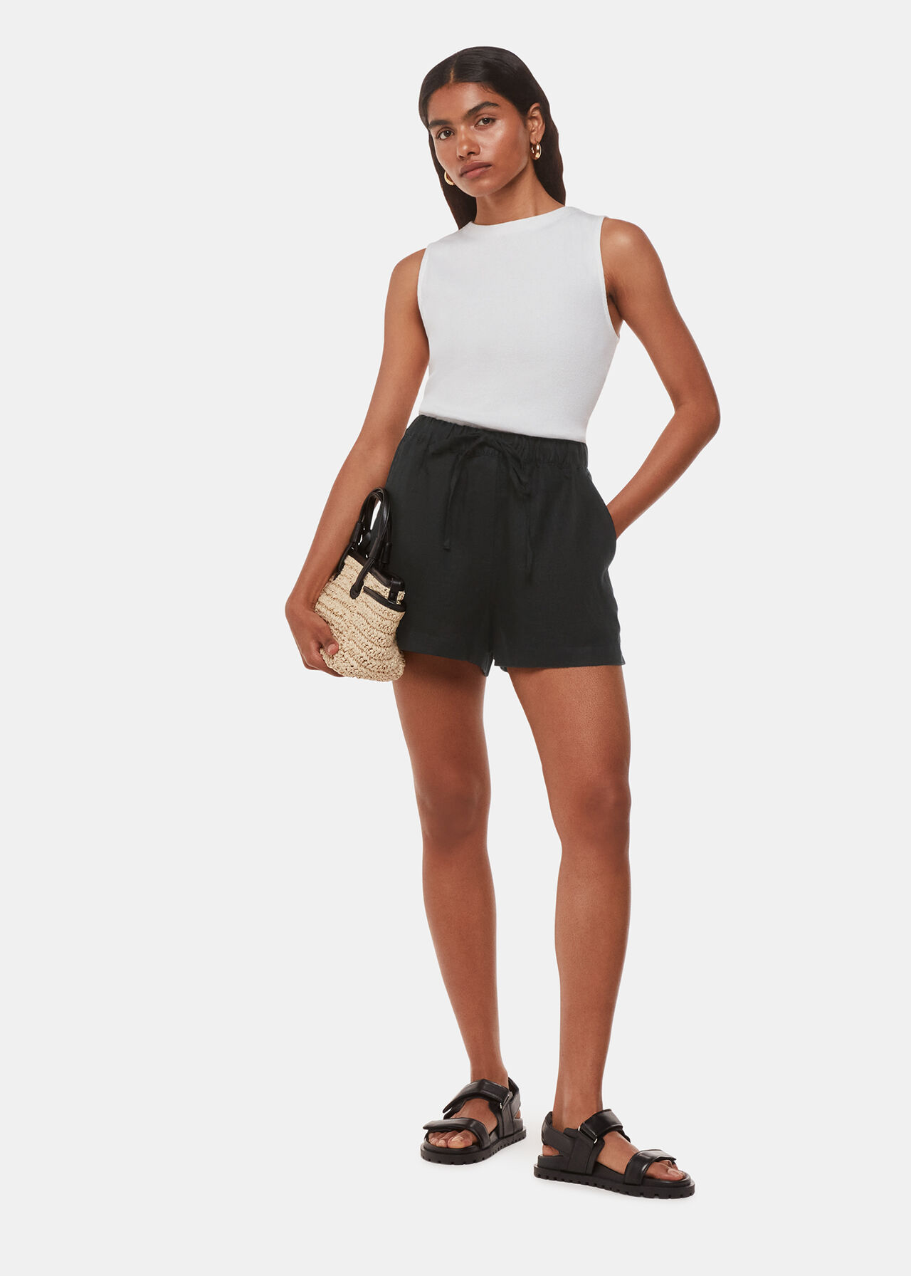 Petite Linen Elasticated Short