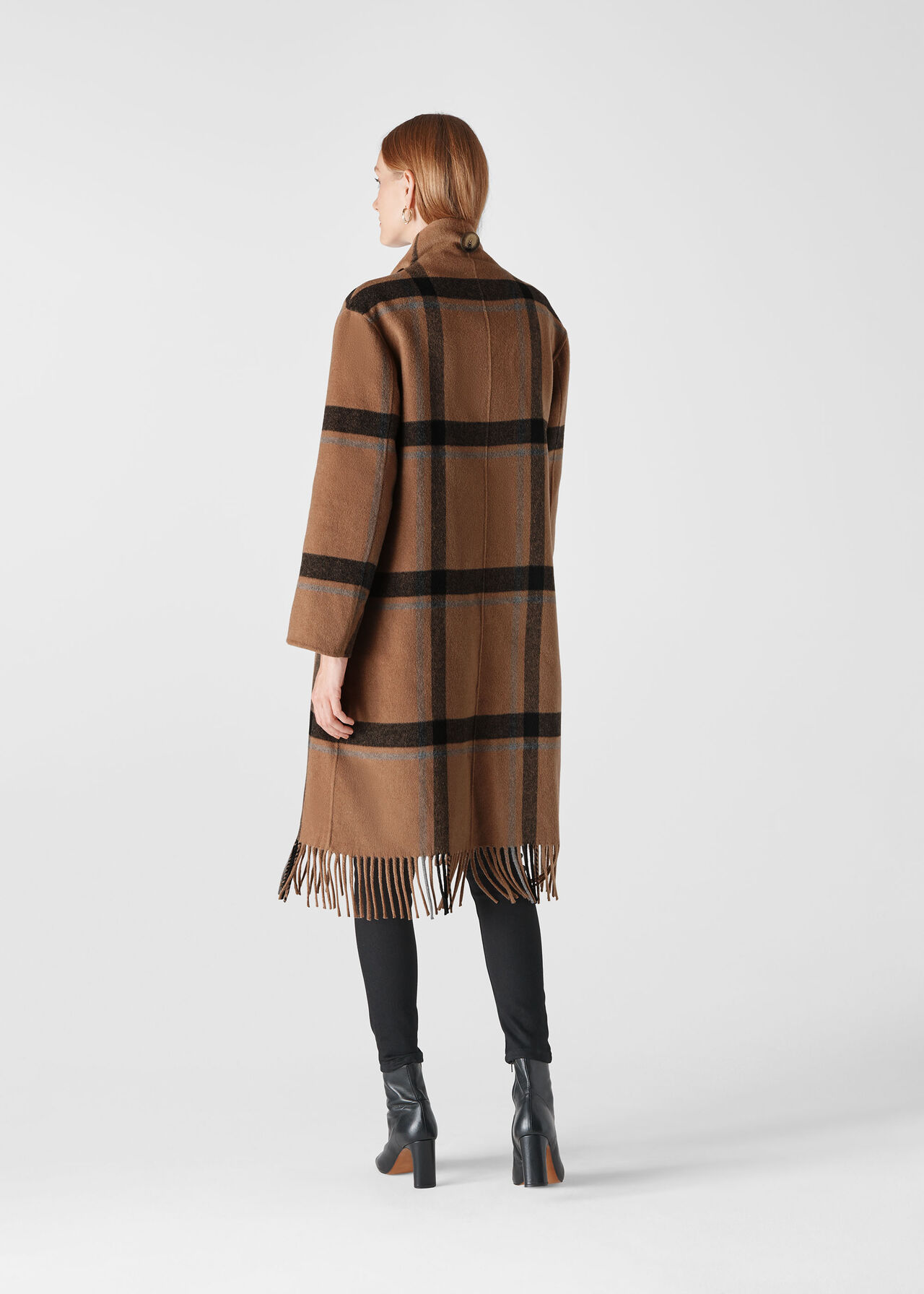 Alexa Check Fringe Detail Coat Multicolour