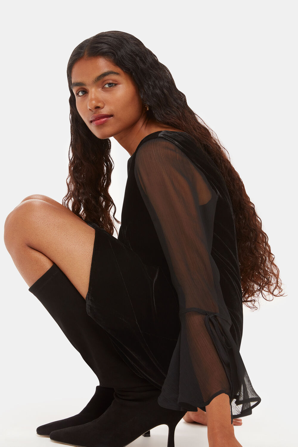 Black Petite Myla Velvet Mini Dress