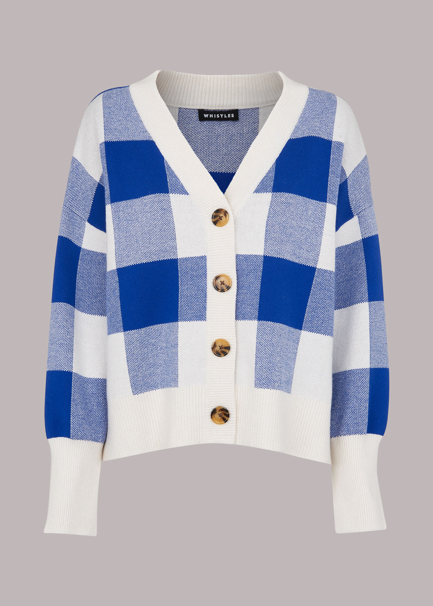 Blue/Multi Suki Checked Cardigan WHISTLES