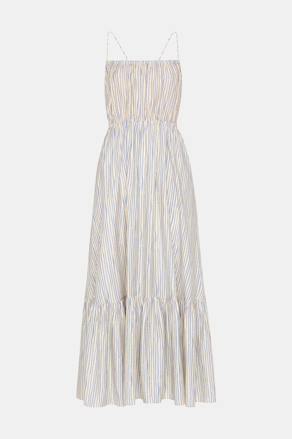 Blue Pastel Stripe Silk Mix Dress