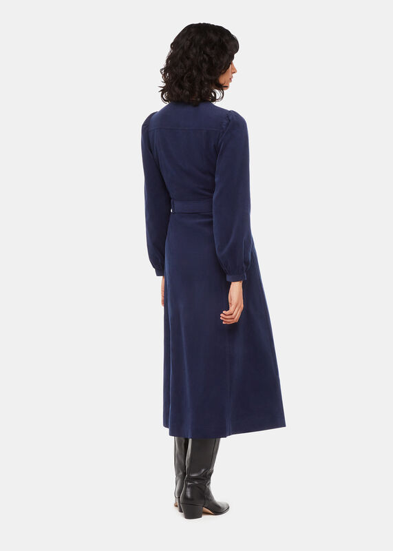 Navy Angelica Cord Midi Dress