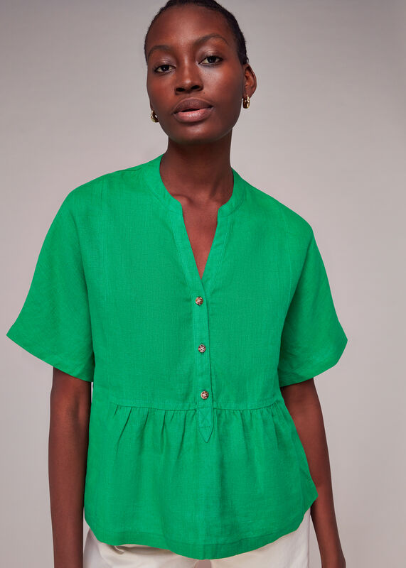 Hannah Linen Peplum Blouse