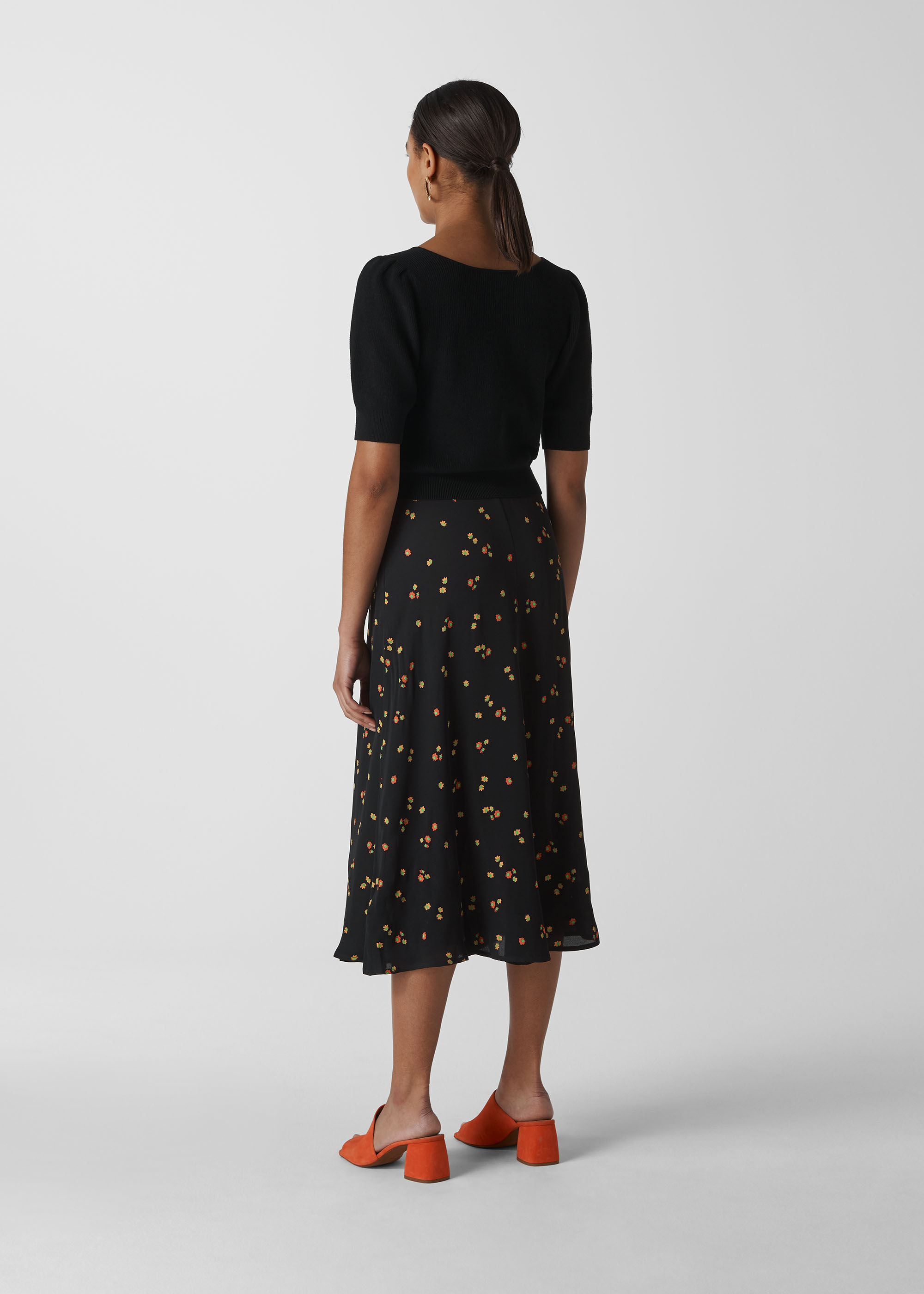 Micro Floral Longline Skirt