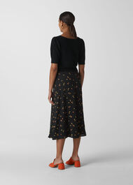 Micro Floral Longline Skirt Black/Multi
