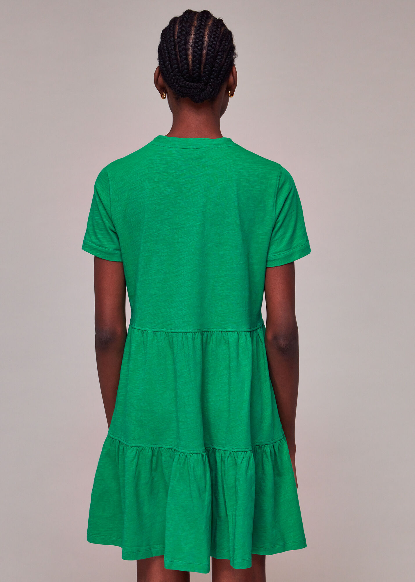 Green Short Tiered Jersey Dress WHISTLES