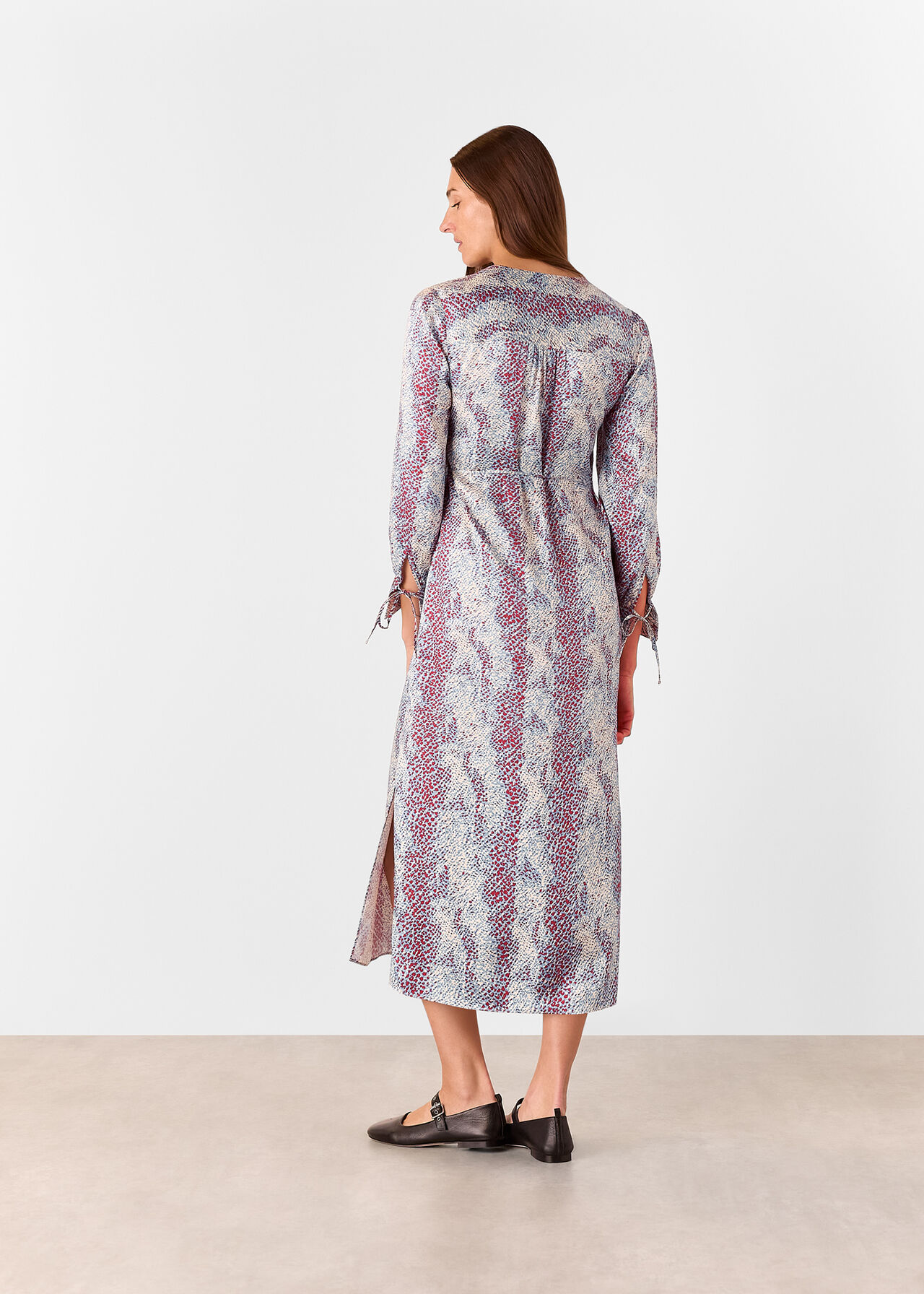 Mottled Snake Print Midi Dress