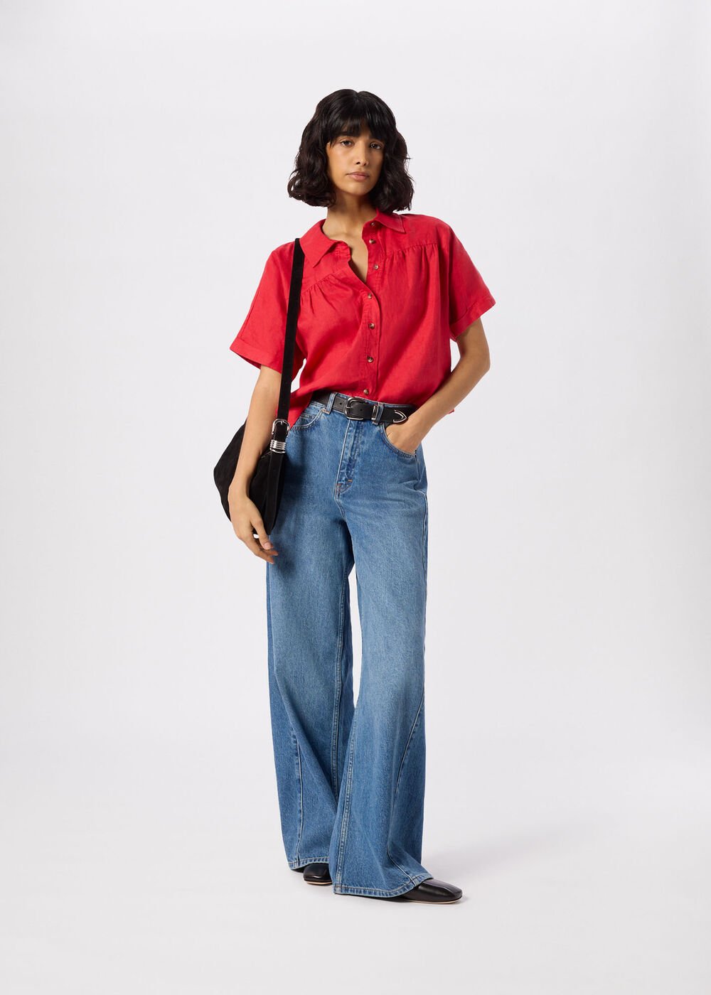 Gathered Linen Shirt