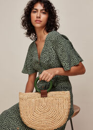 Selby Straw Half Moon Bag Neutral
