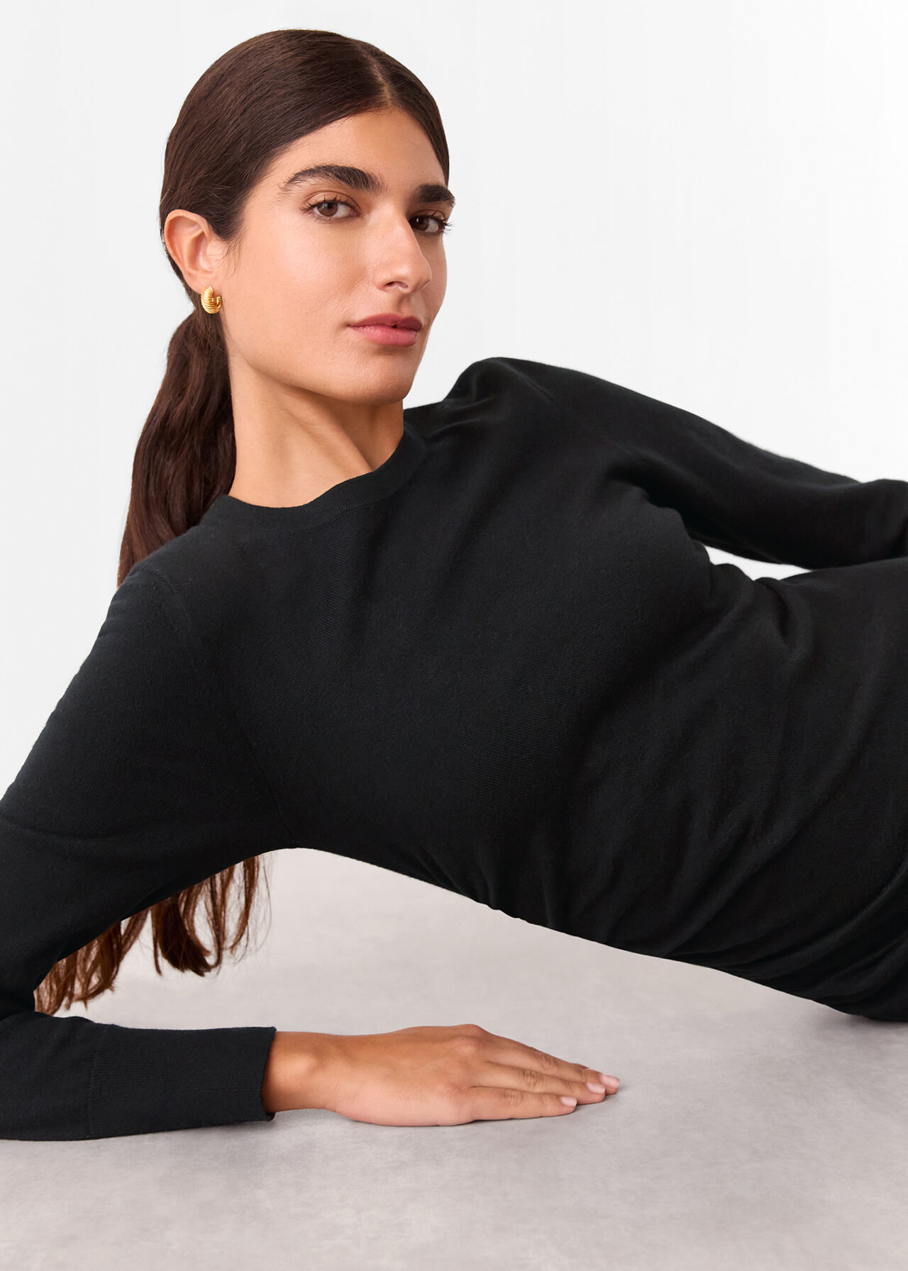 Gathered Side Midi Knit Dress