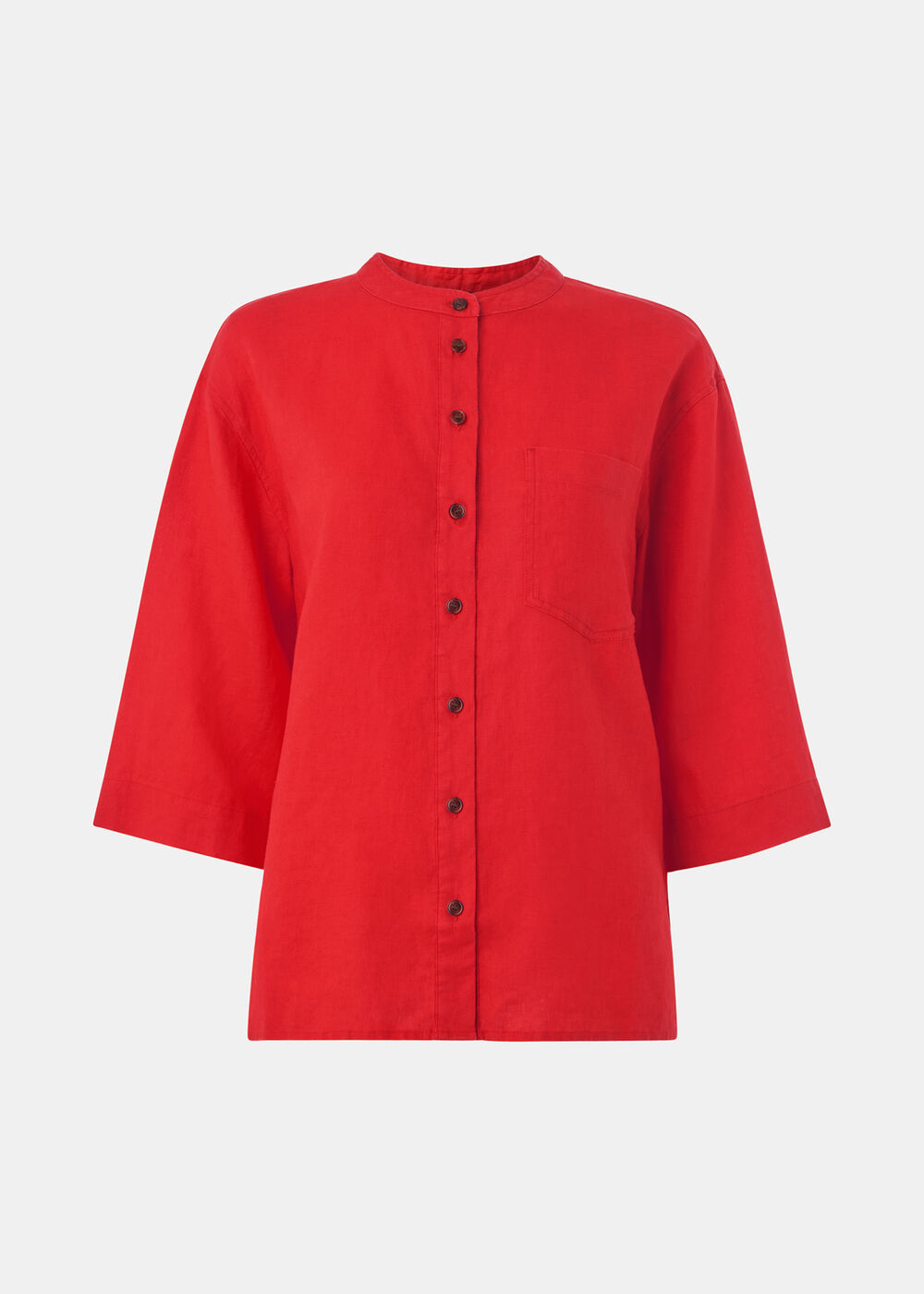 Linen Grandad Collar Shirt