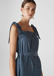 Tie Chambray Jumpsuit Denim