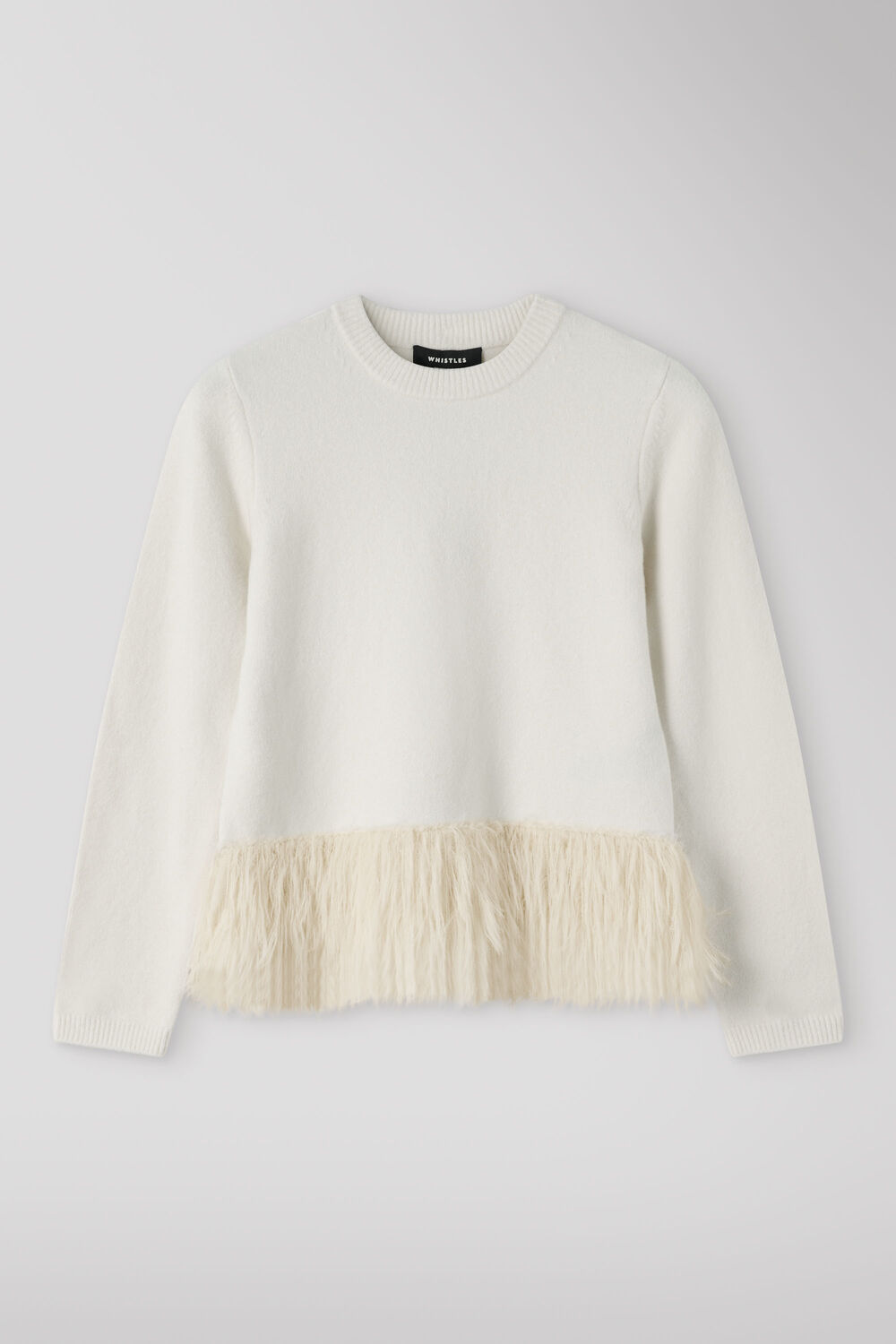 Ivory Fluffy Hem Detail Knit