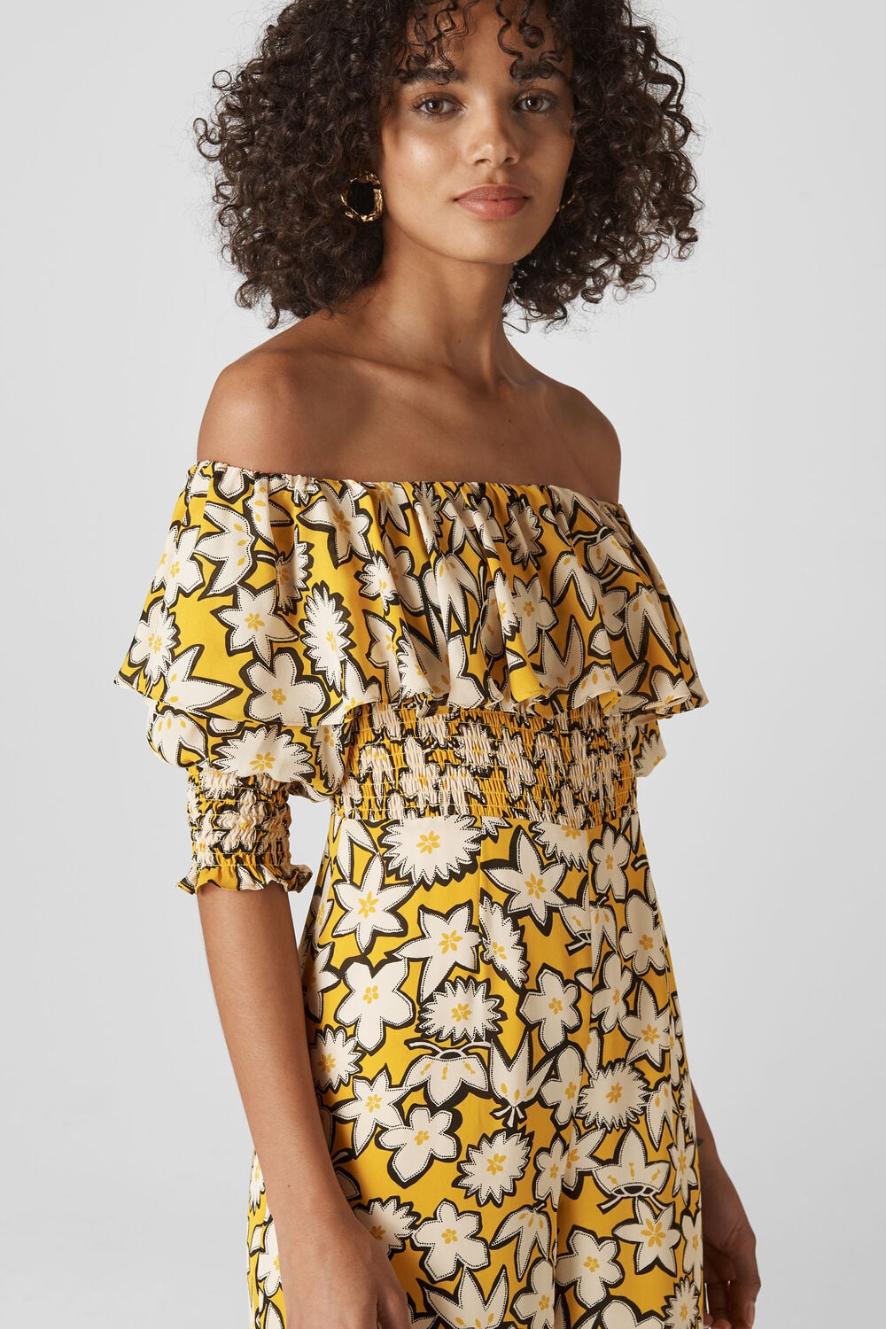 Rhea Print Silk Jumpsuit Yellow/Multi