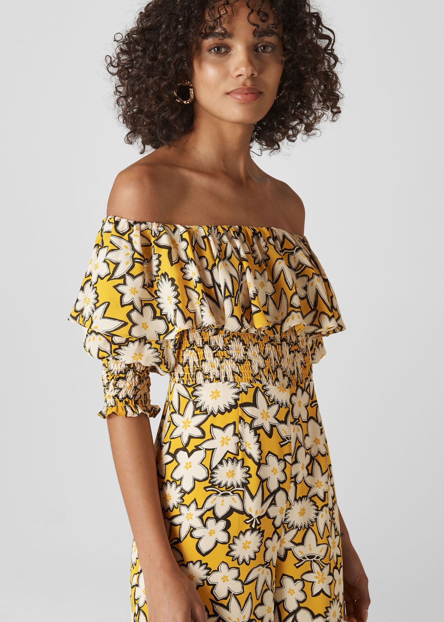 Yellow/Multi Rhea Print Silk Jumpsuit WHISTLES