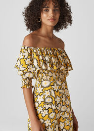 Rhea Print Silk Jumpsuit Yellow/Multi