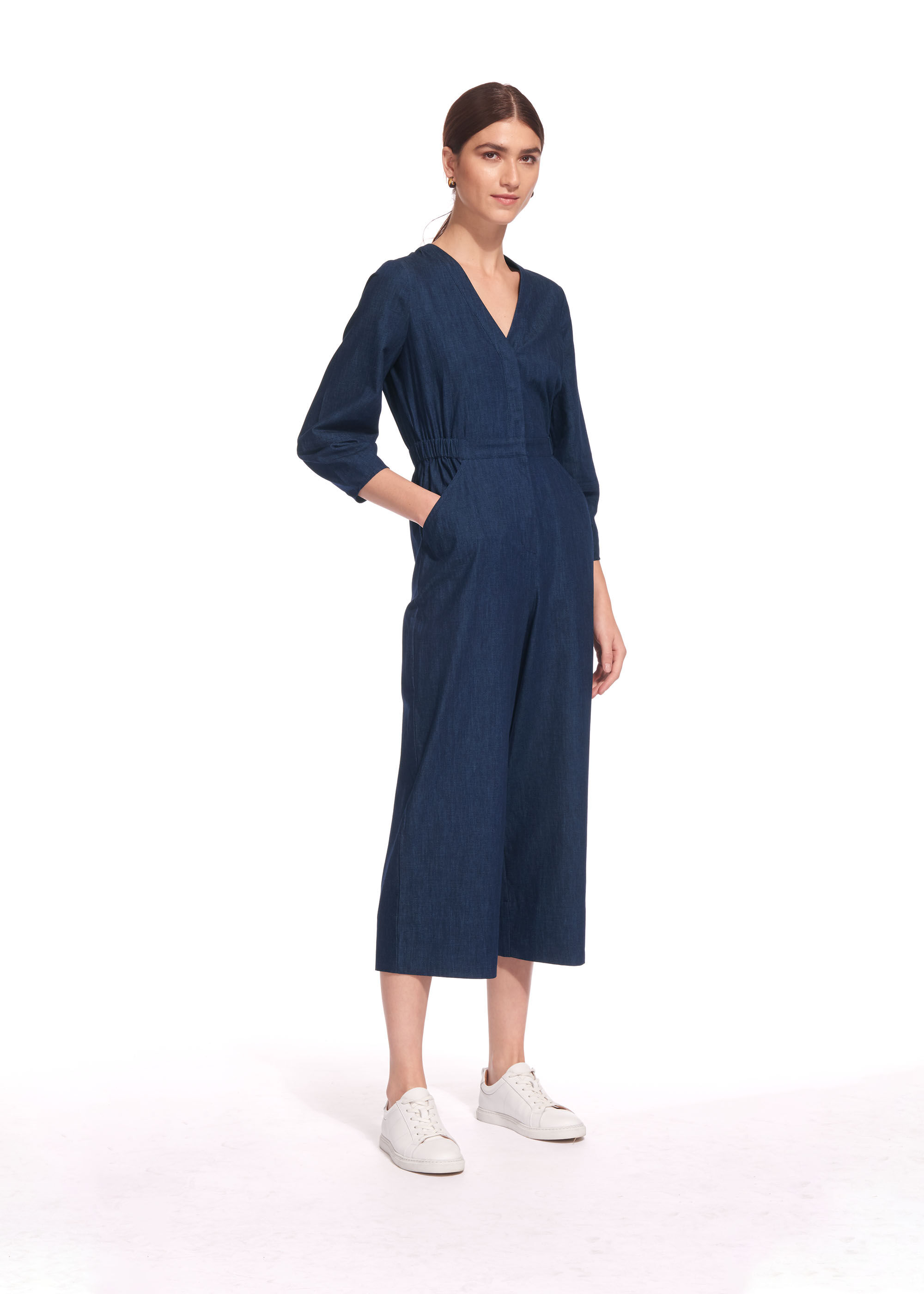 Denim wrap jumpsuit new arrivals