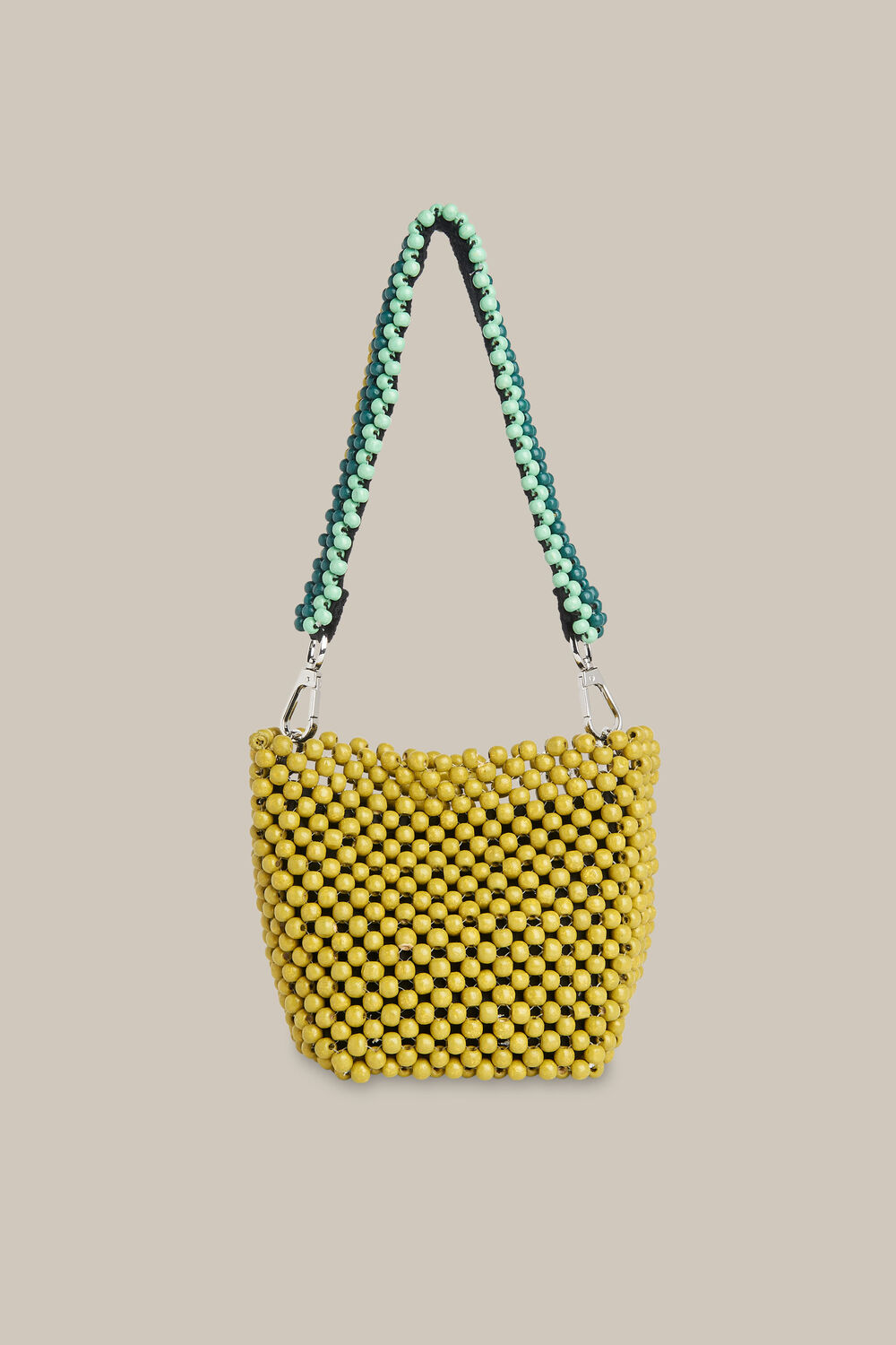 Martha Mini Beaded Bucket Bag Green