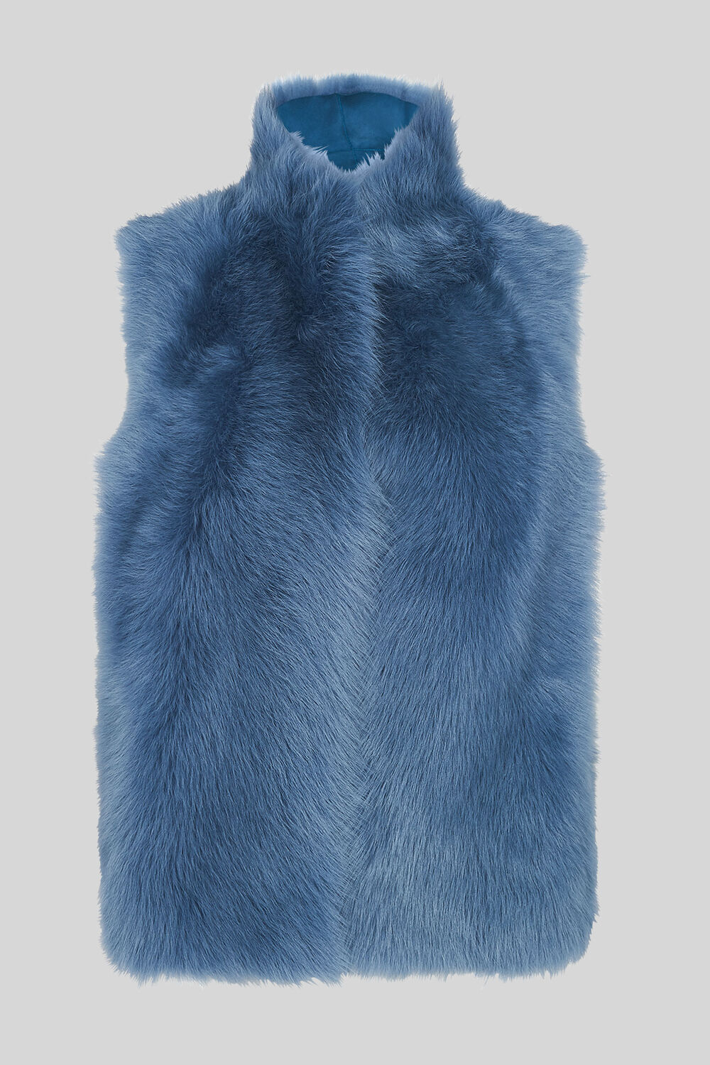 Short Toscana Sheepskin Gilet Blue