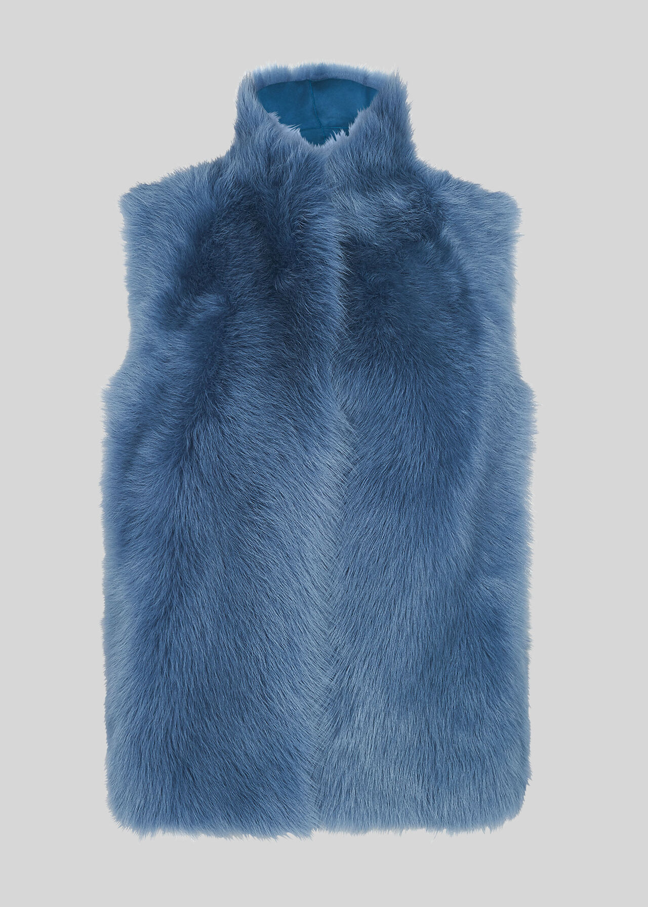 Short Toscana Sheepskin Gilet Blue