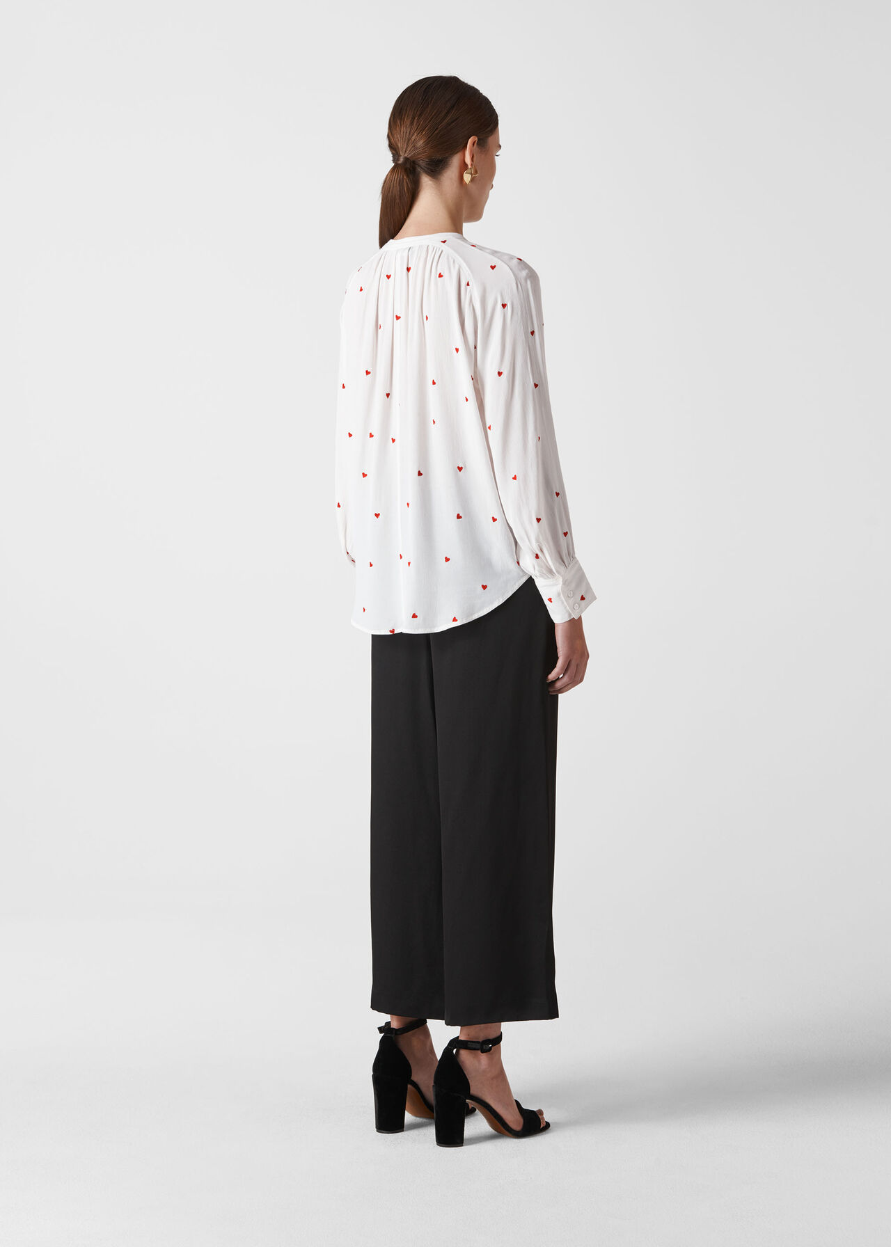 Heart Embroidered Blouse White/Multi