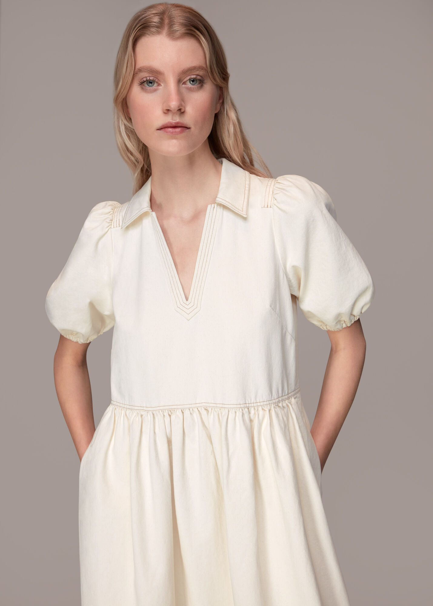 Ivory/Multi Rina Oversized Denim Dress | WHISTLES