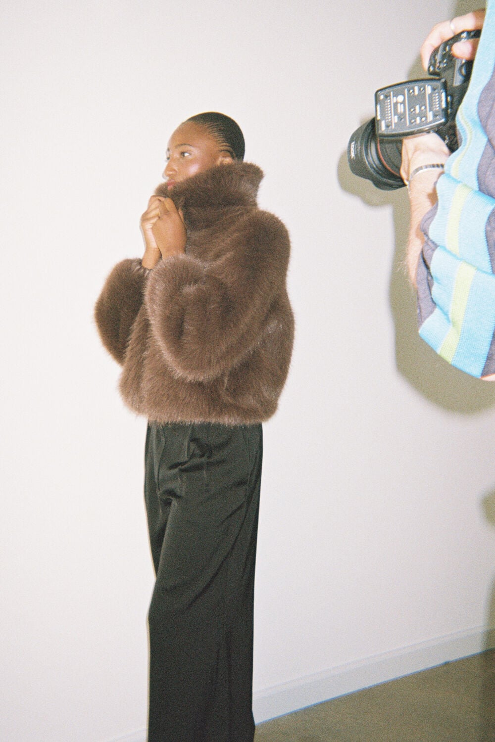 Brown Short Faux Fur Coat